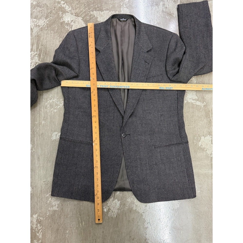 VTG Perry Ellis Marshall Fields Mens Wool Tweed Herringbone Blazer Gray - Picture 3 of 8